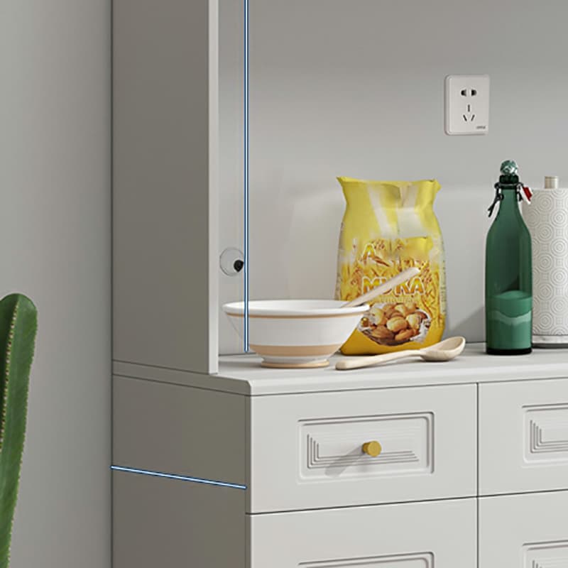 White Modern Wood Sideboard with Drawer and Cabinet with Adjustable Shelves thumbnail 8