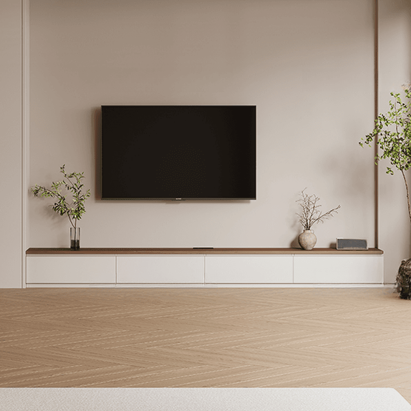 Chalk Deco Wood TV Stand with Shelf, 3 Drawers/2-Drawer, Closet, and Cable Management thumbnail 1
