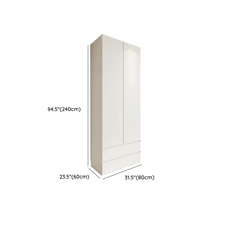 White Minimalist Manufactured Wood Independent Wardrobe Closet with Soft Close Drawer, Soft Close Door, and Interior Shelves thumbnail 21