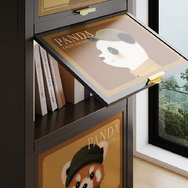 Damp-proof Scratch-immune Steel Accent Cabinet with Glazed Door and Grip Bars in Midnight Black/Chalk, Stain Resistant thumbnail 7