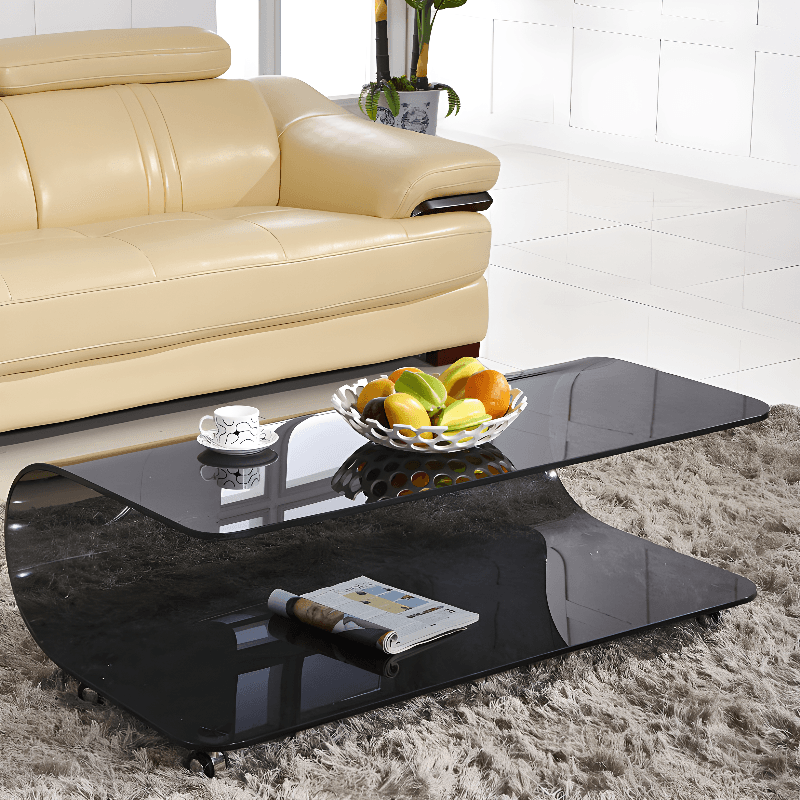 Transparent Wheel coffee table with Roller Wheels, Locker, 1 Shelf/2-Tier and Square/Square for Indoor Use thumbnail 11