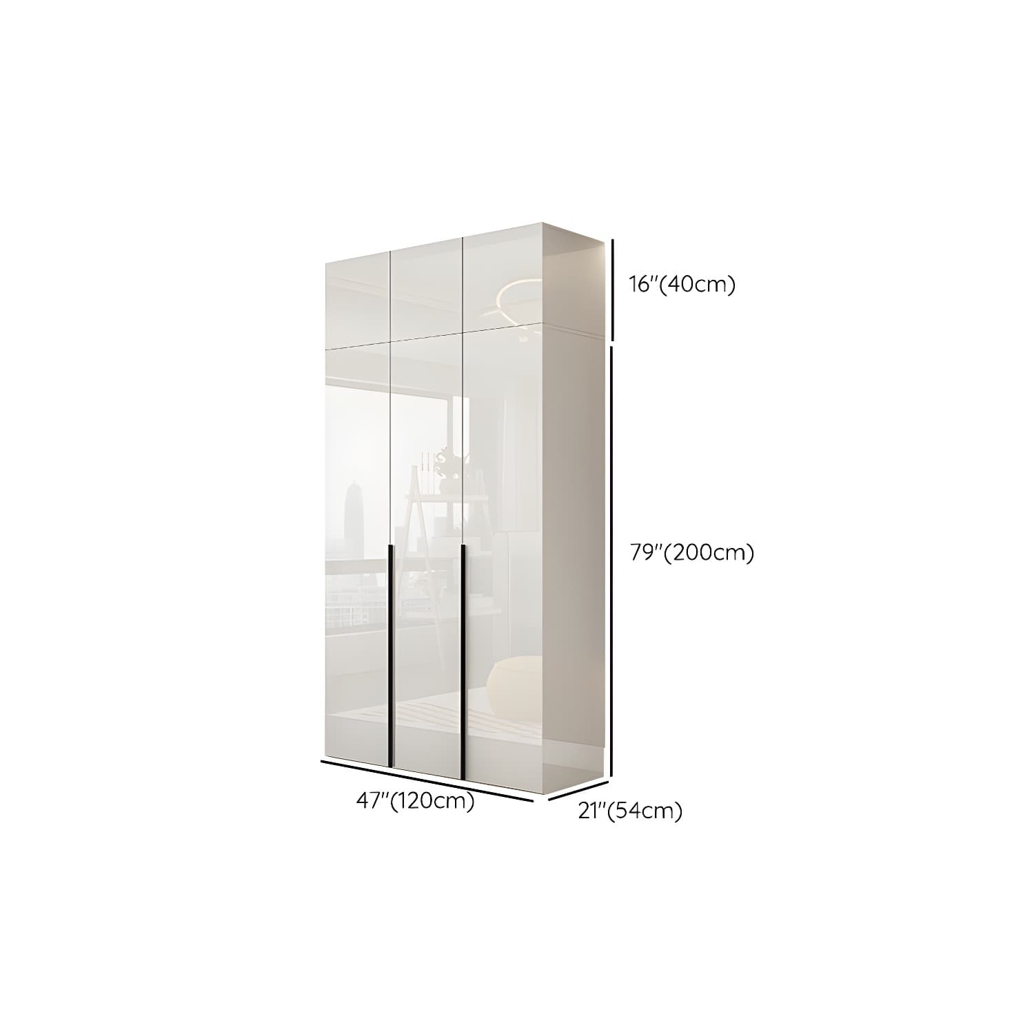Hinged Wardrobe Armoire with Shelves White Wardrobe Closet for Home thumbnail 23