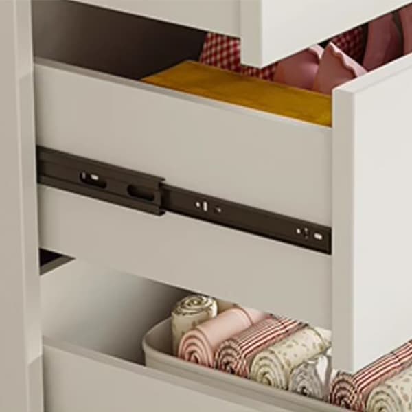 Fashionable Sliding Door Storage Wood Wardrobe with Metal Clothing Rod and Shelves in White Color thumbnail 10