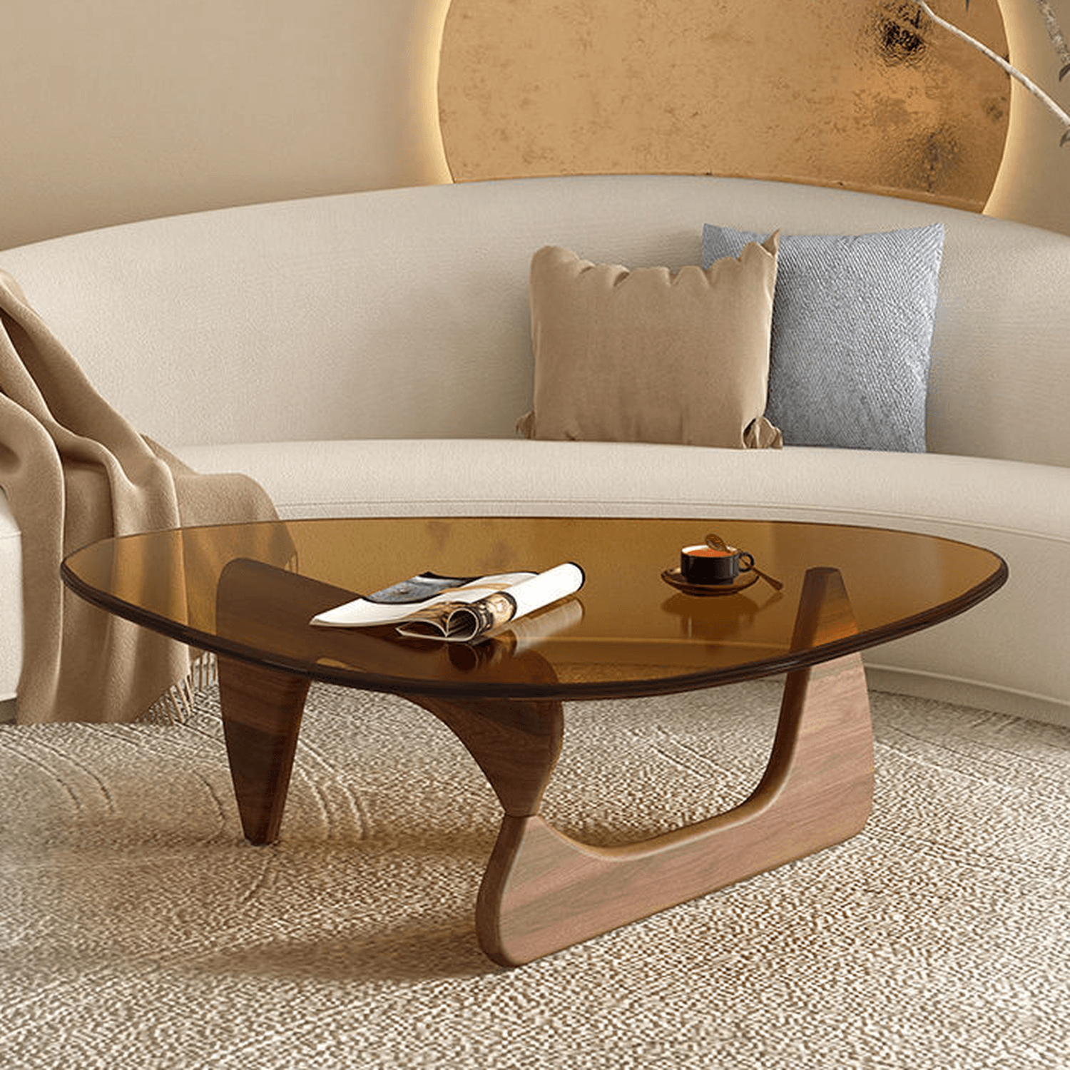 Simplistic Pennels Tempered Glass Single Side Table with Abstract Base Indoor Use thumbnail 3