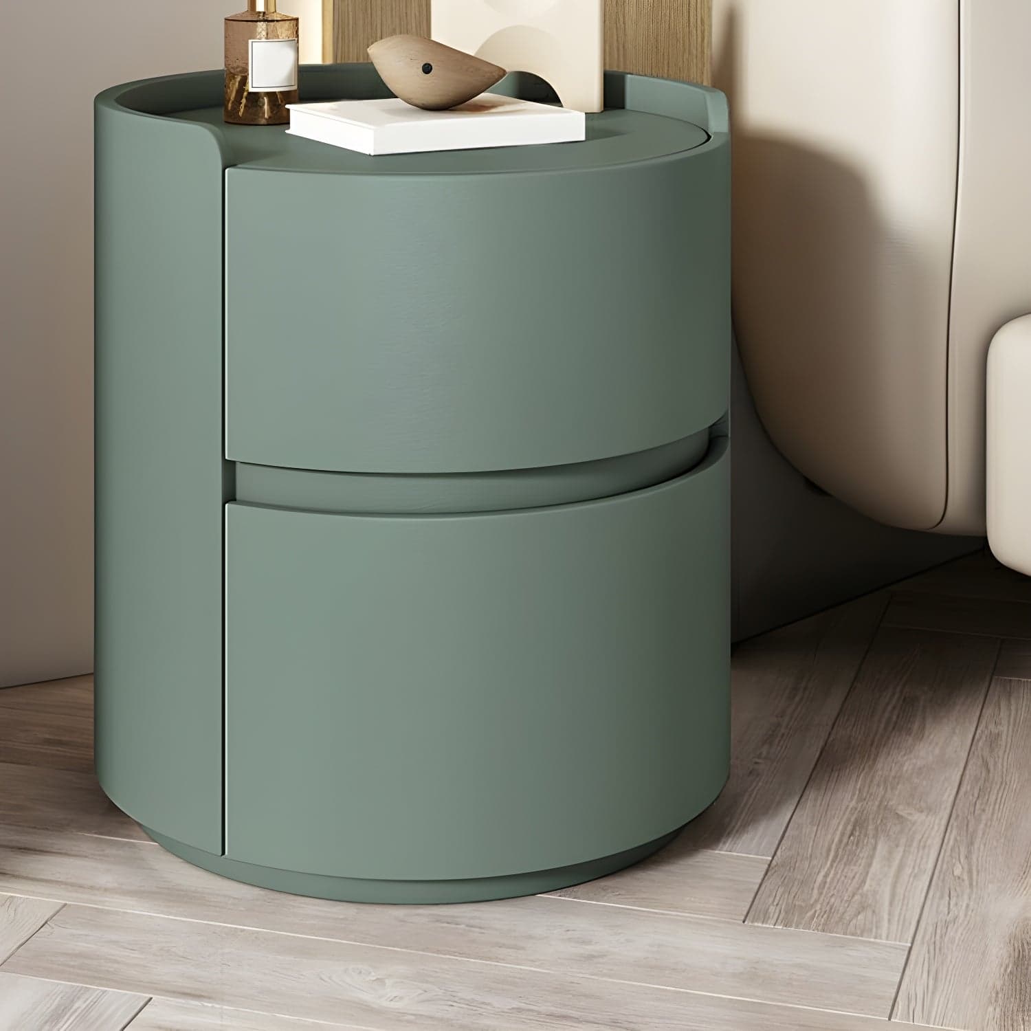 Small Under 21'' Manufactured Wood No-Light Modern Drawer Storage Nightstand in Natural Finish thumbnail 1