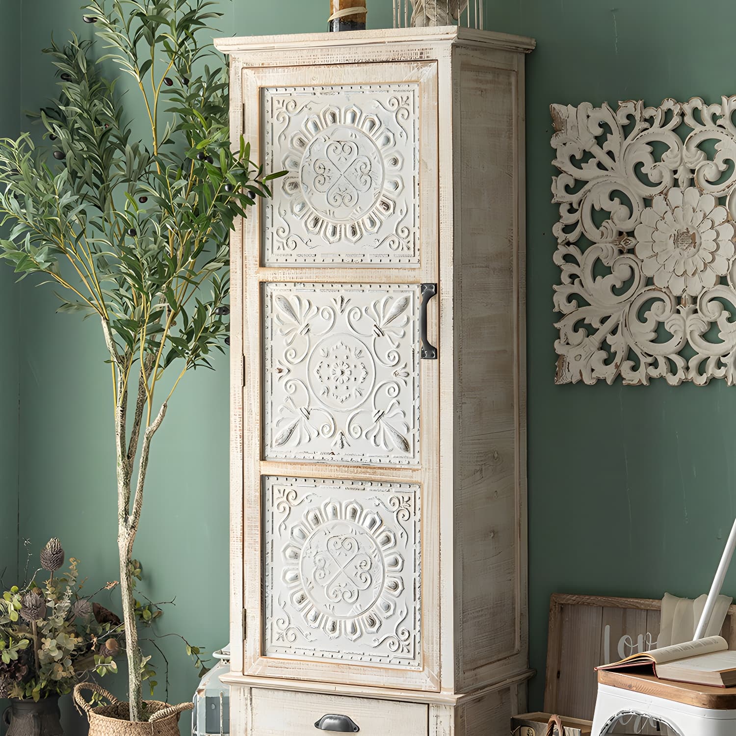 14.2'' Wood Rectangular Traditional Accent Cabinets with Drawers and Cabinet Included thumbnail 9