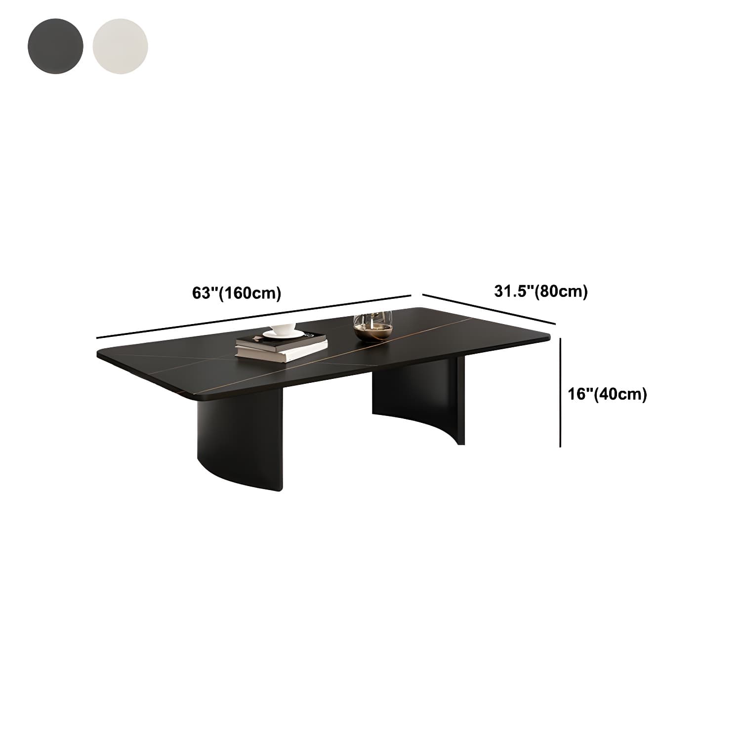 Glam 15.7" H Rectangle Slate Coffee Table Steel 2 Legs Cocktail Table thumbnail 21