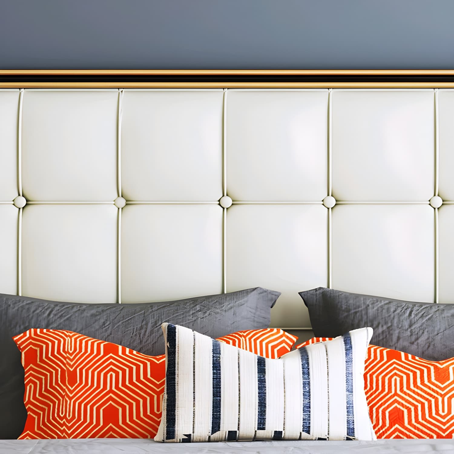 Modern Standard Bed with Tufted Upholstered Headboard and Soild Wood Legs thumbnail 8