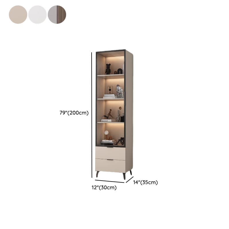 Brown Manufactured Wood Utility Storage Cabinet with Storage Cabinet, Glass Door, Cabinet Bars, Soft Close Drawer and Light thumbnail 18