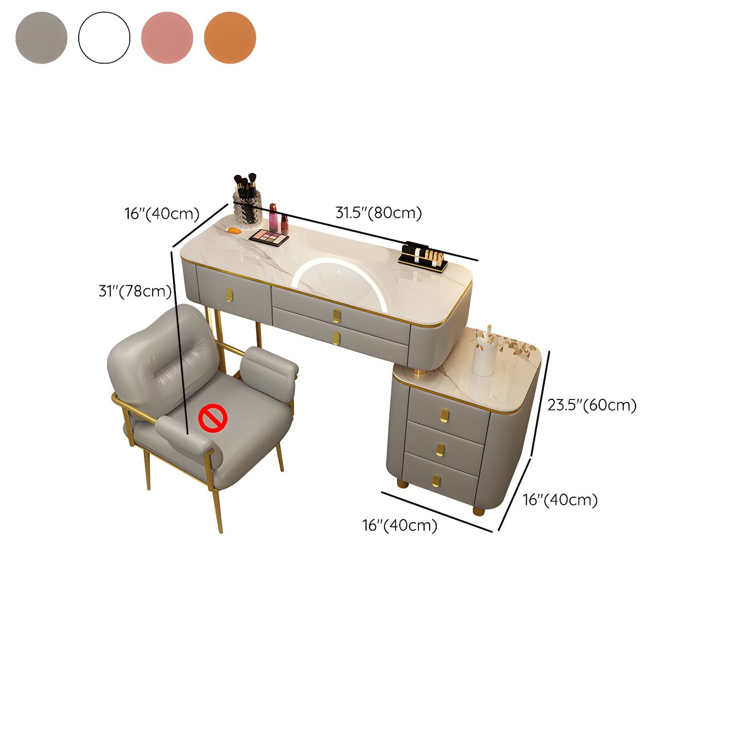 Luxurious Stone Top Vanity Dressing Table with 6 Drawers for Bedroom thumbnail 15