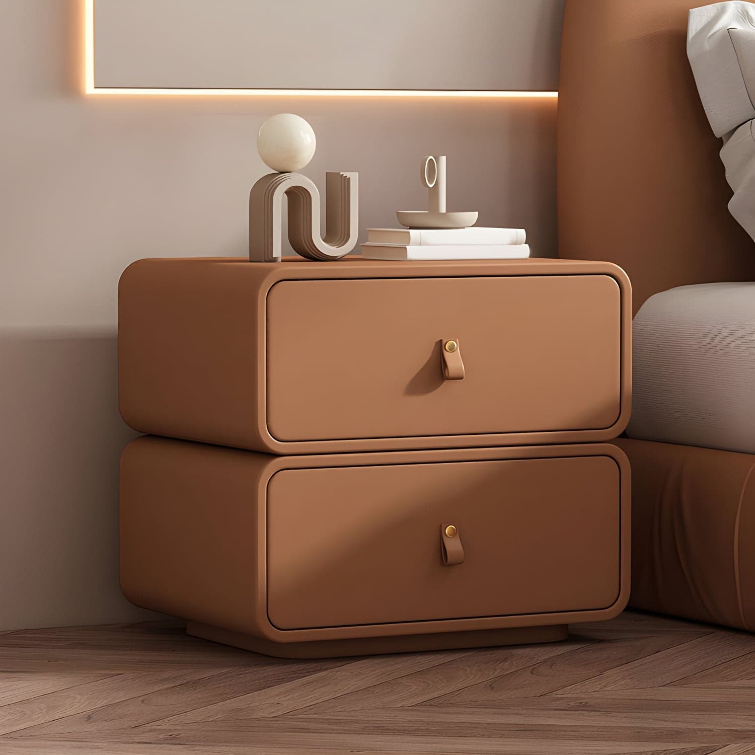 Modernism Bedside Desk Shape in Rectangular with Two-drawer for Bedroom thumbnail 10