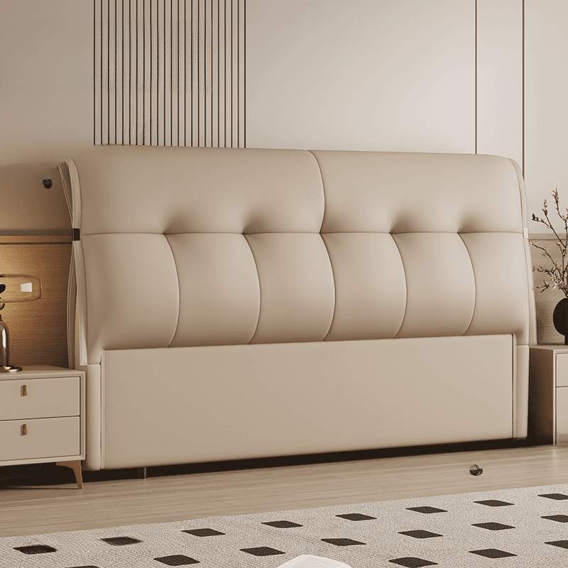 Simplistic Panel Headboard with No Distressing, Piled Tufted Rectangular Design for King/Queen/Full Bed, Sponge Upholstery Fill, Standard Height thumbnail 1