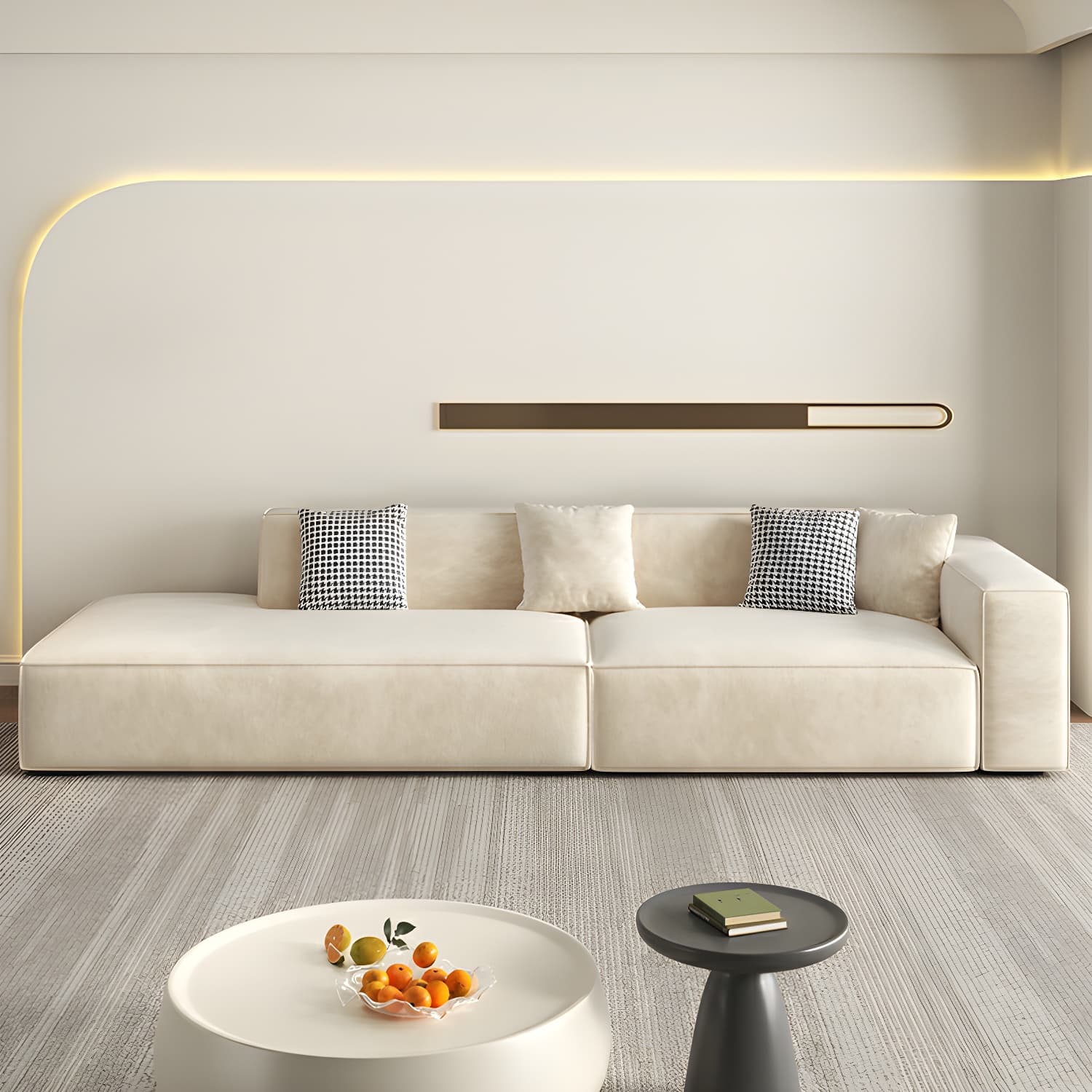 Elegant Sectional with Synthetic Upholstery in Moderate-Gray Tone and Built-in Charging Ports thumbnail 3