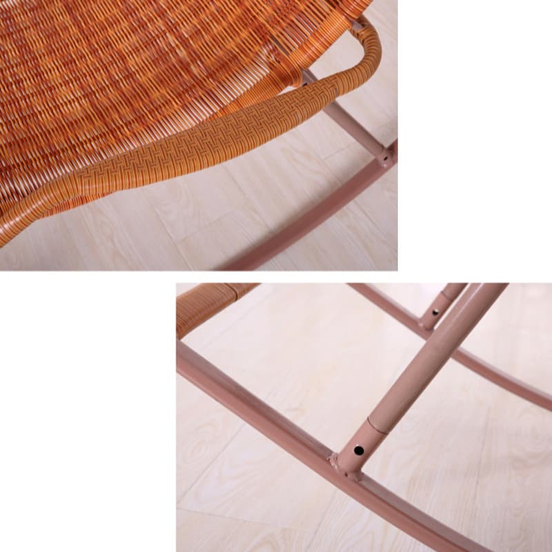 Ergonomic Wicker Front Porch Rocking Chairs with Rear Back, Stationary thumbnail 30