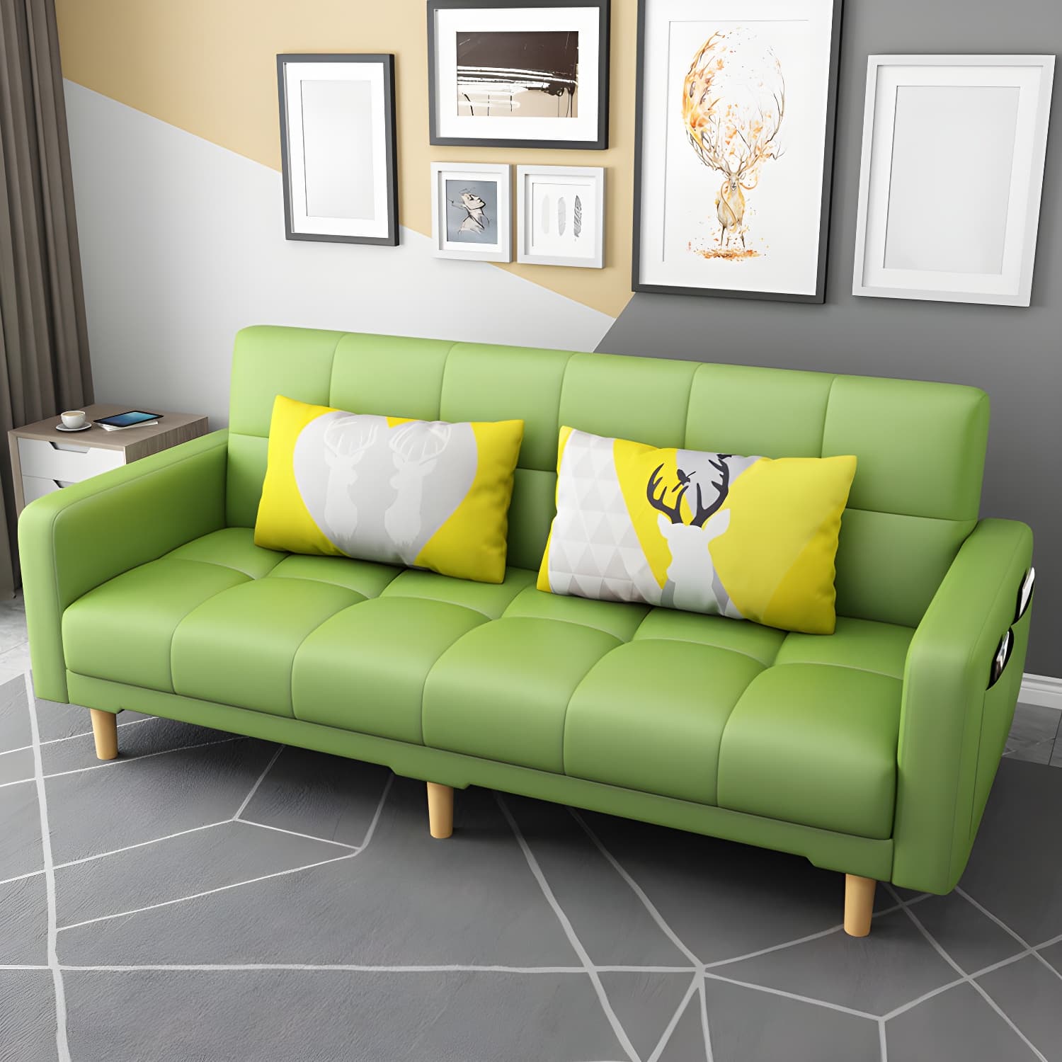 Square Arm Modern Storage Sofa with Biscuit Back Convertible Sofa for Living Room thumbnail 13