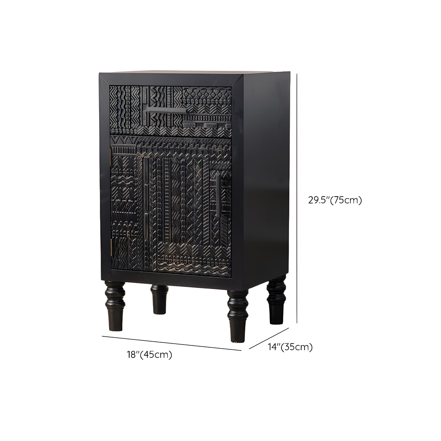 Modern Black Wood Console Cabinet with Cubby Storage and Wood Scoring & Rub Through Detailings thumbnail 13