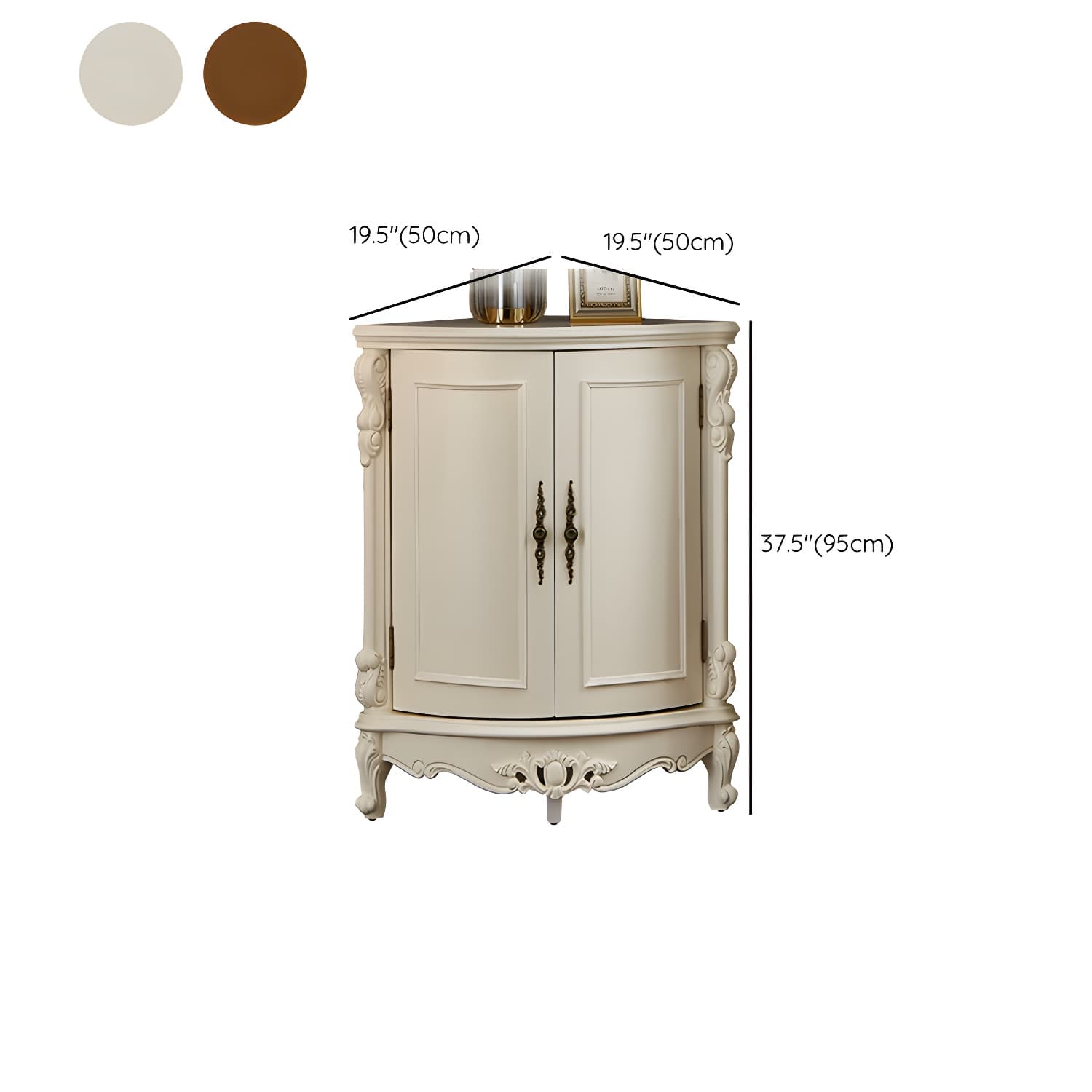 Corner Mid-Century Modern Accent Cabinet with Wood Counter Top and 3 Shelves thumbnail 12