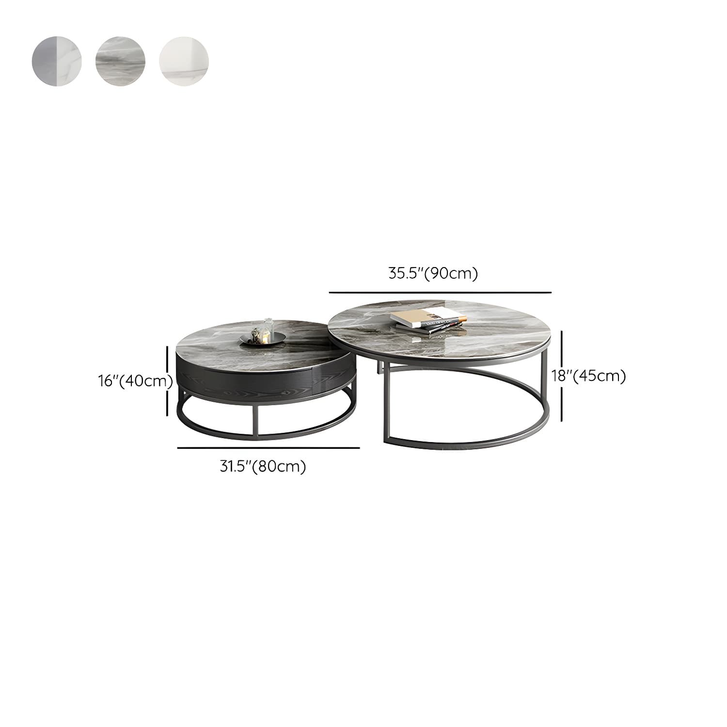 Slate Coffee Table Slate Nesting Coffee Table Set with Storage Drawer thumbnail 19