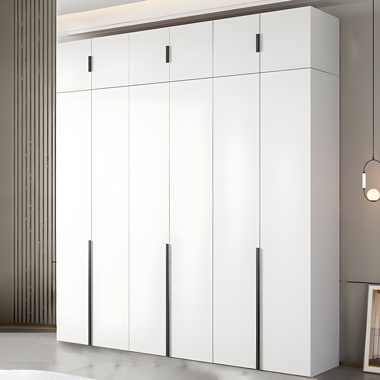 White Wood Wardrobe Armoire with Hinged Doors and Shelves Included thumbnail 4