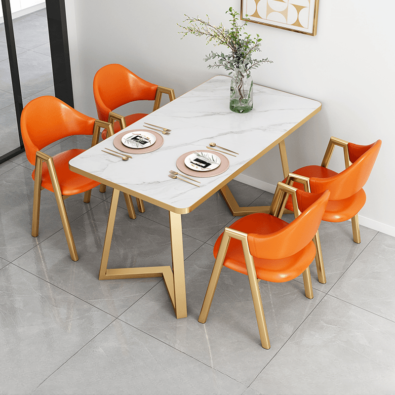 Glamorous Stone Top Sleigh Base Dining Table Set thumbnail 13