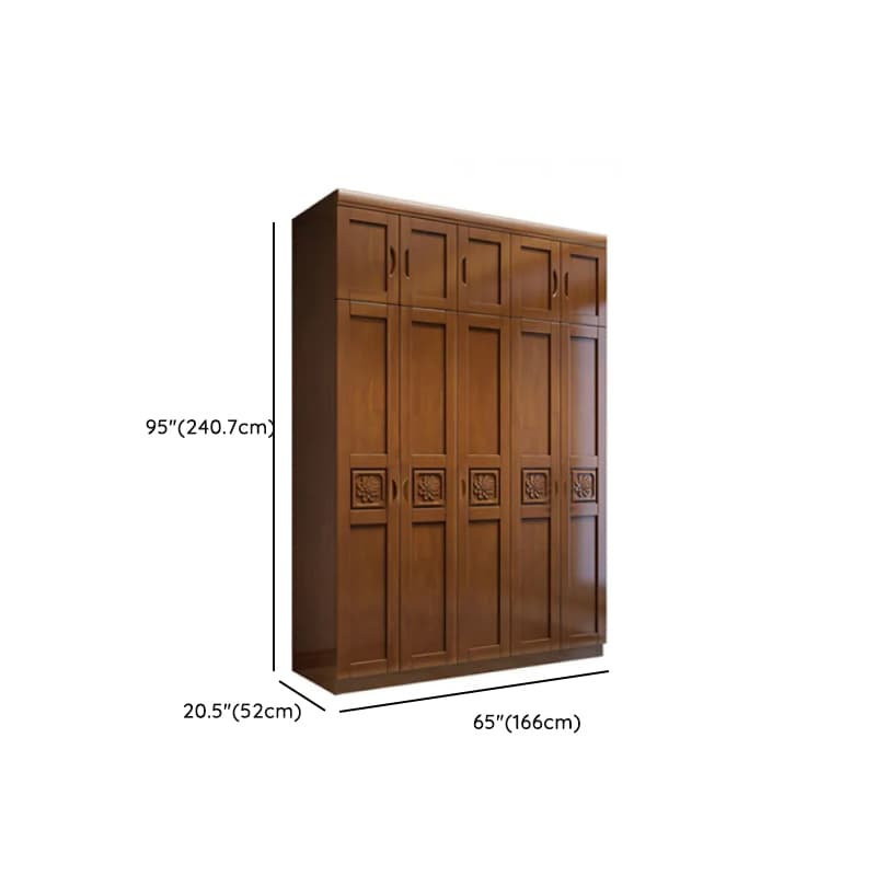 Vintage Sepia Lumber Wardrobe with Soft Close Drawer, Soft Close Door, Interior Shelves, and Hanging Rod thumbnail 24