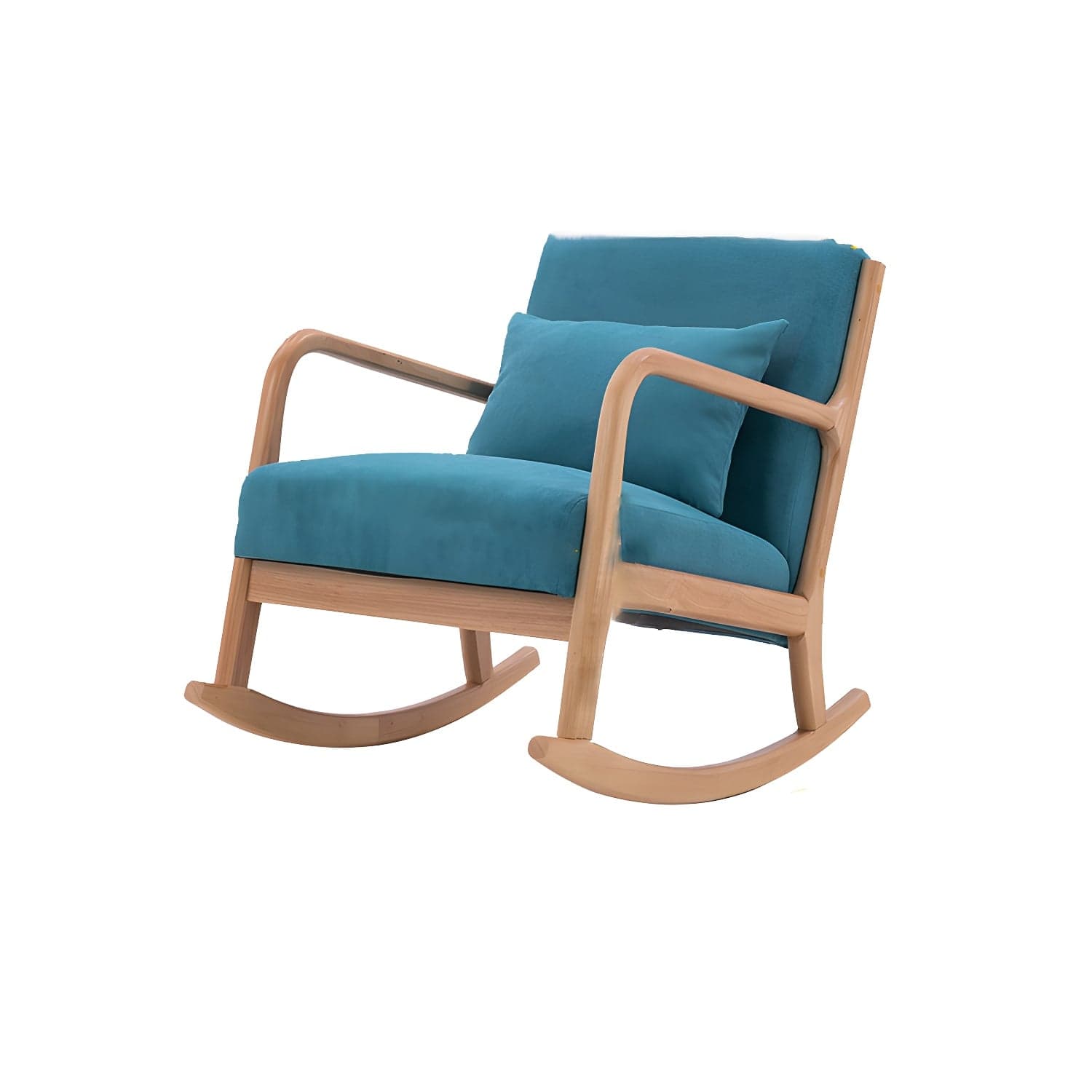 Mid-Century Modern Rocking Accent Chair with Solid Wood Frame and a Pillow thumbnail 4