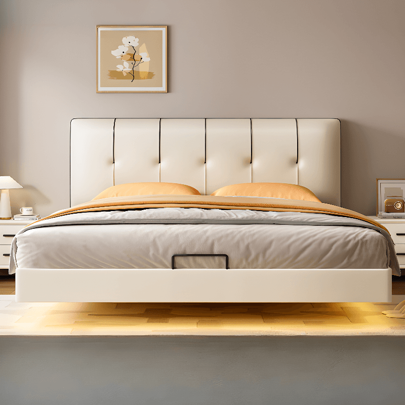 Cream Solid Color Adaptable Height Stitch-tufted Floating Bed for Bedroom thumbnail 1