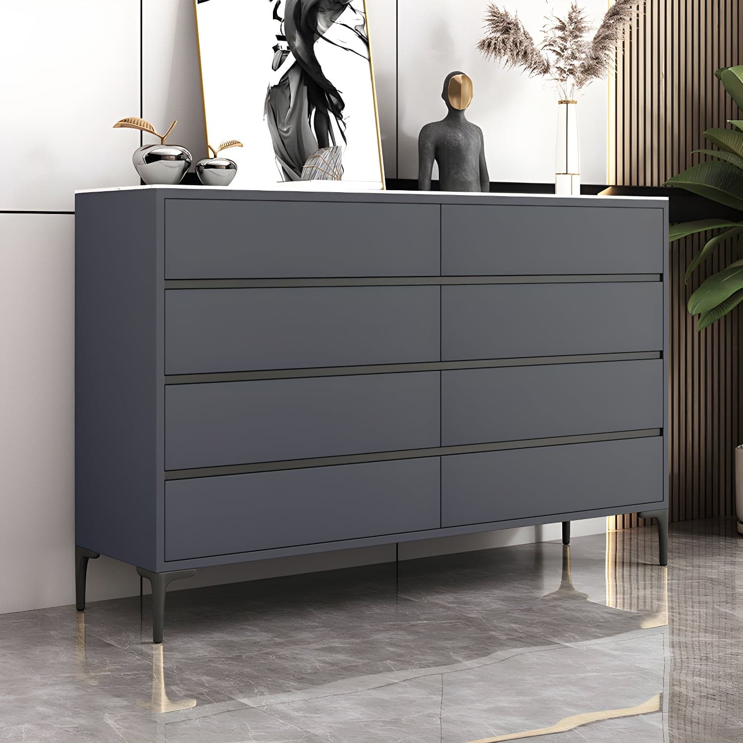 Glam Vertical Stone Storage Chest Bedroom Chest with 8 Drawers - image 5