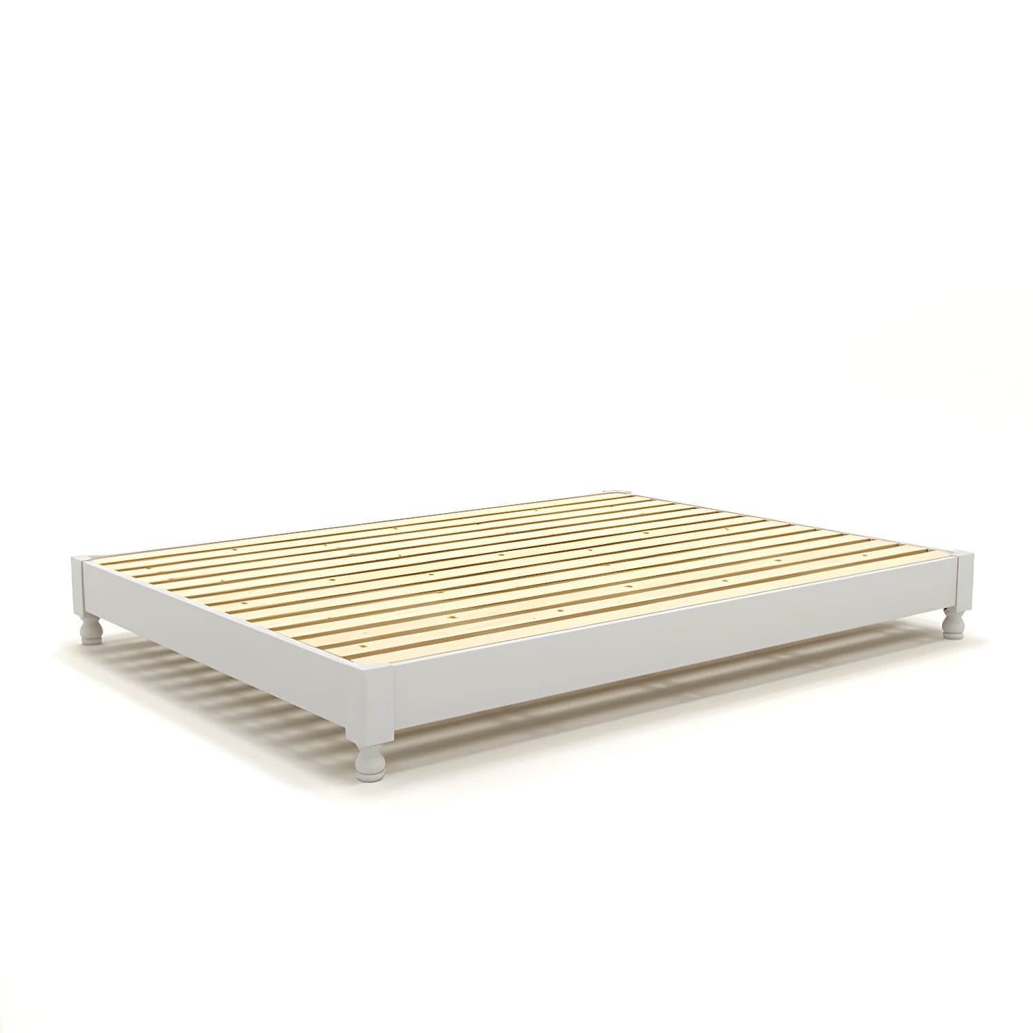 Solid Wood Standard Bed Contemporary Rubberwood Platform Bed with Legs thumbnail 3