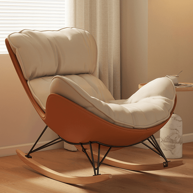 Simple Upholstered 2 Piece Set Porch Rocker with Scratch-tolerant Padded Ottoman - image 4