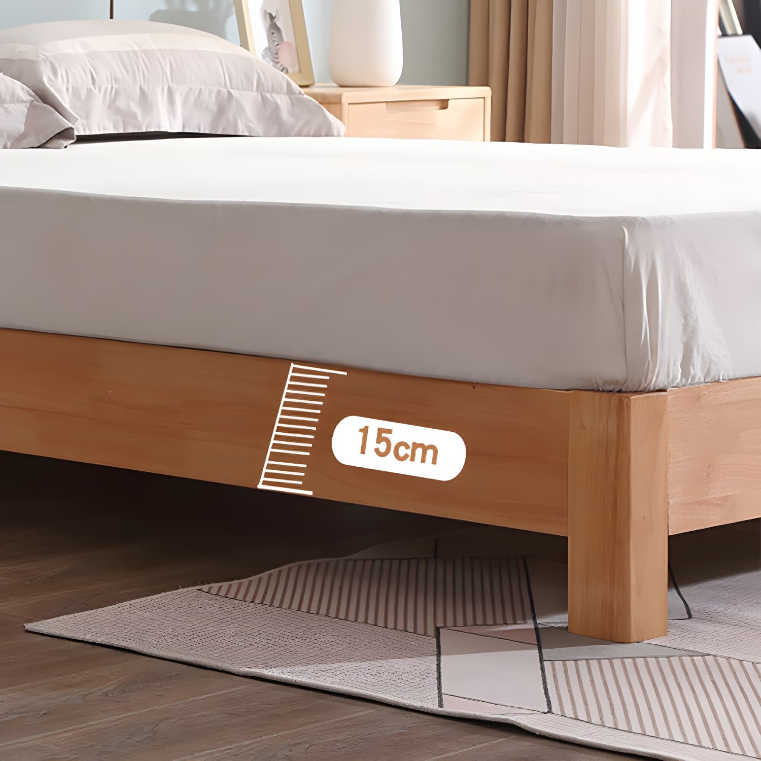 Solid Wood Standard Bed Contemporary Rubberwood Platform Bed with Legs thumbnail 12