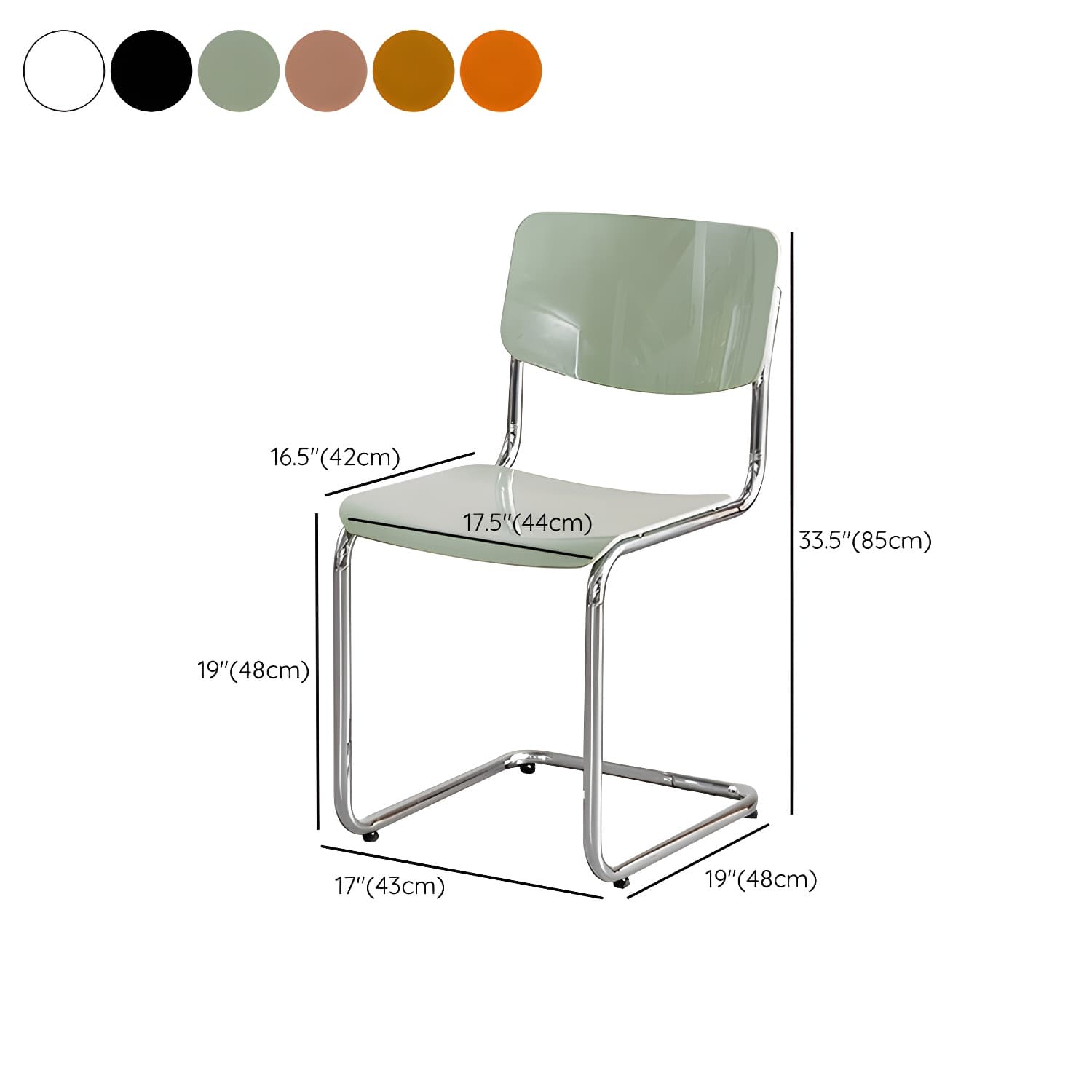 Modern Plastic & Acrylic Side Chair with Low Back and Open Back Style - Silver Leg Color thumbnail 15