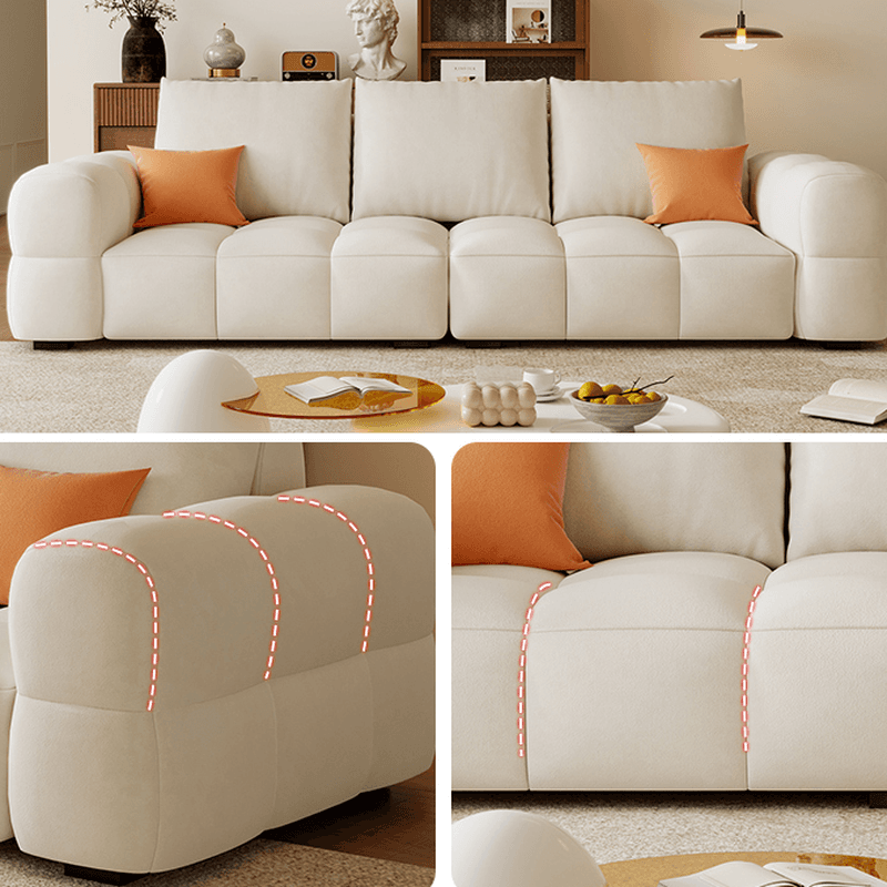Contemporary Solid Color Tear Resistant Standard Sofa in Light Gray/Ivory/Coffee for 5/4 with 2 Pillows thumbnail 13