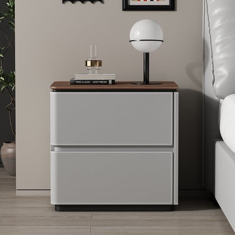 Organic Modern Nightstand With Drawer Organization featuring 2 Drawers and Composite Wood Countertop thumbnail 5
