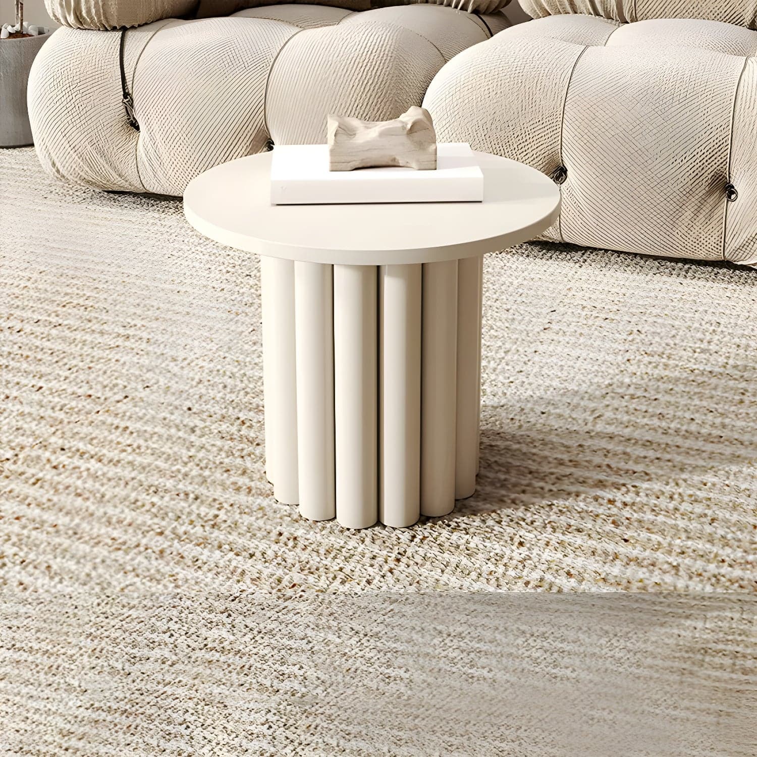 Coffee Cocktail Table 4 Legs Round Wooden Scandinavian Brown thumbnail 2