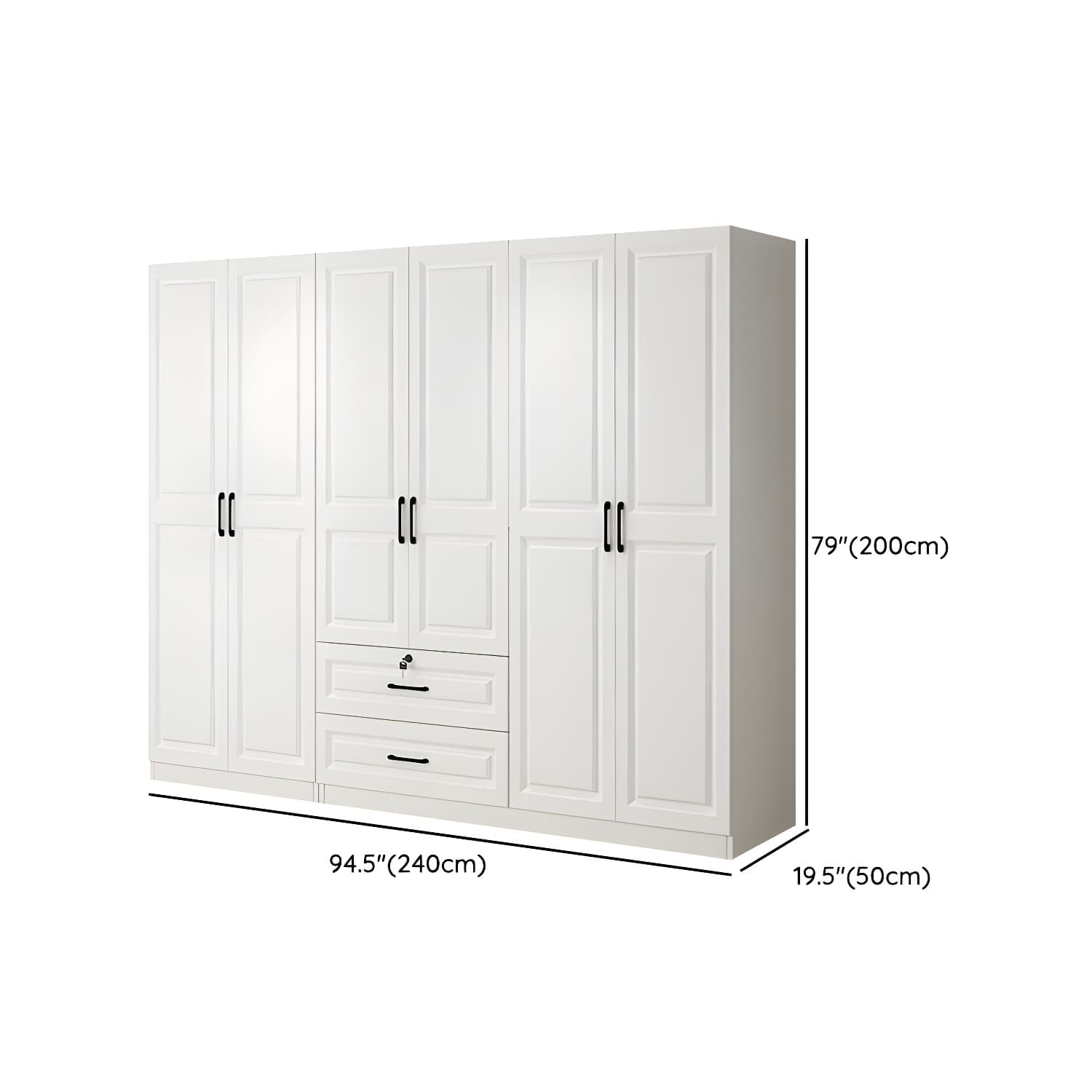 Wood White Modern Wardrobe Armoire with Drawers, Shelves, and Clothing Rod thumbnail 19