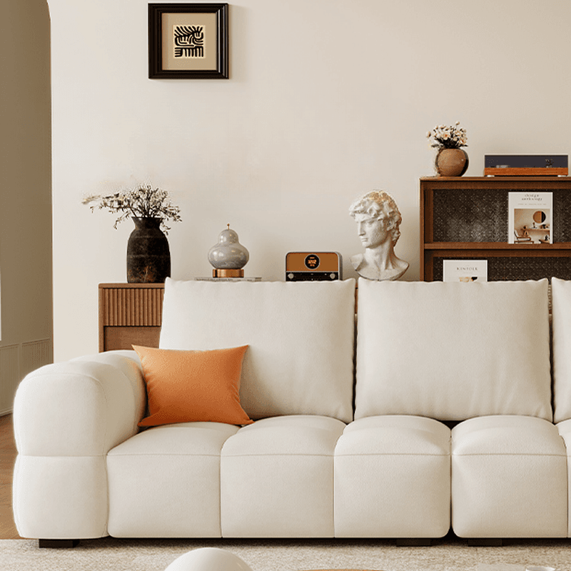 Contemporary Solid Color Tear Resistant Standard Sofa in Light Gray/Ivory/Coffee for 5/4 with 2 Pillows thumbnail 14