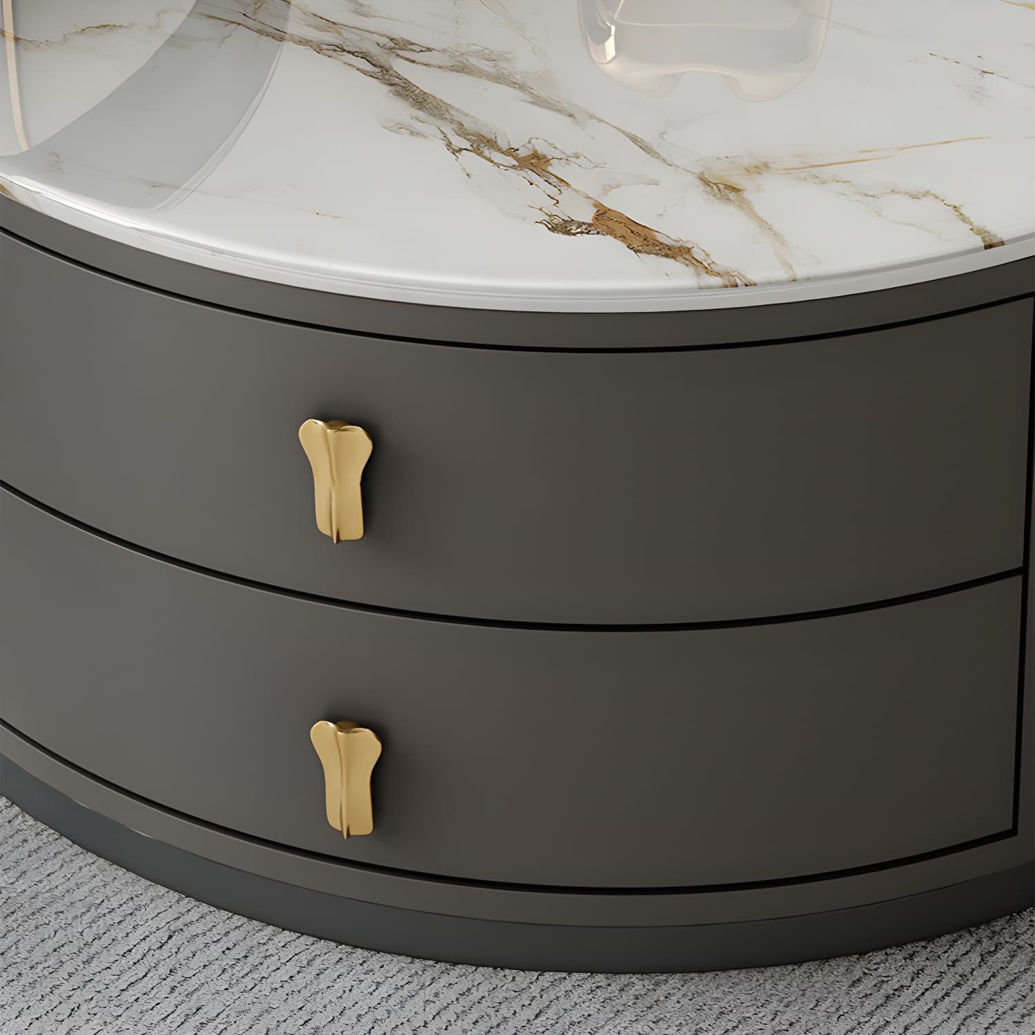 Modern Coffee Cocktail Table Round Nesting Coffee Table Set with Drawer thumbnail 14