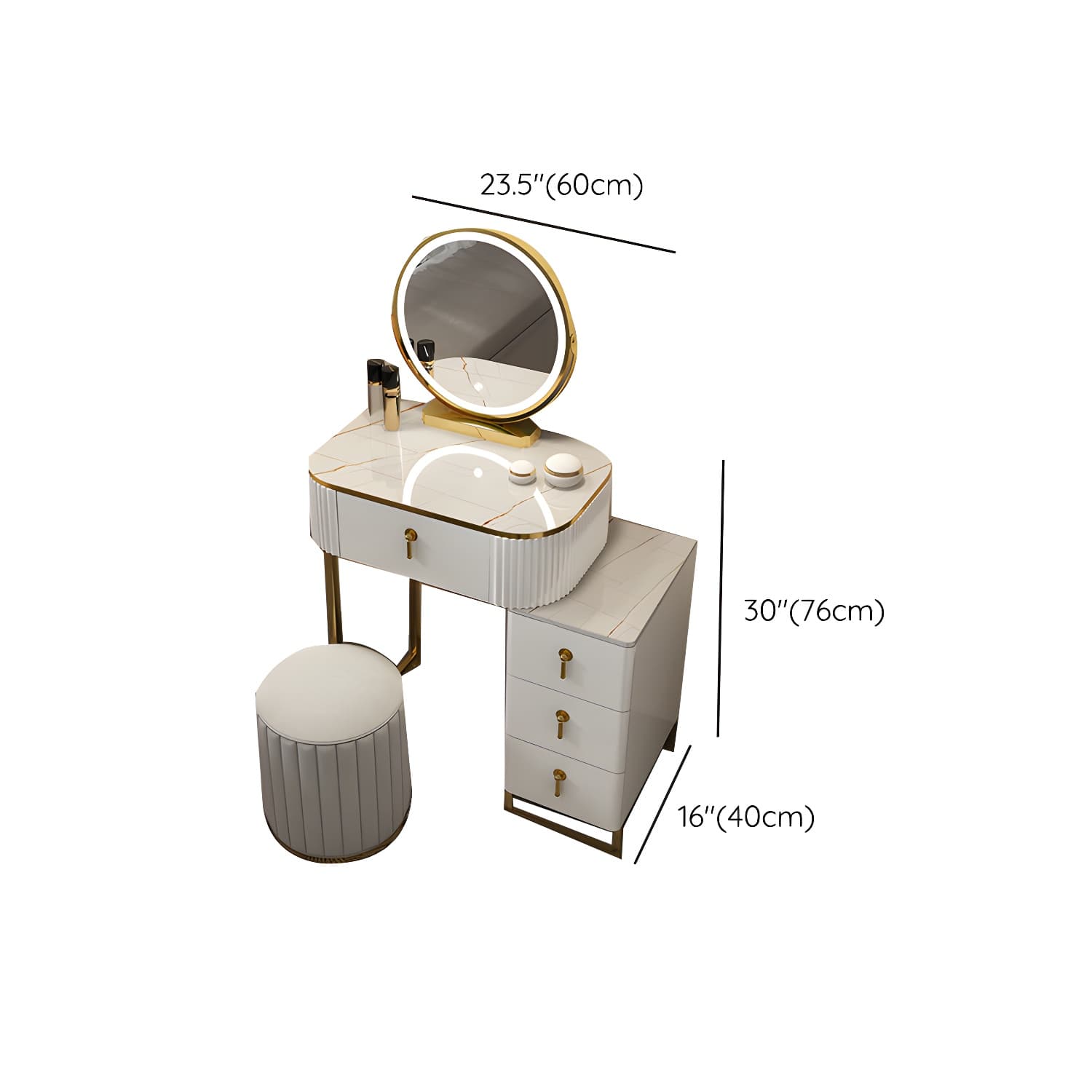 Contemporary Makeup Vanity Desk Table 29.9" H Bedroom Makeup Counter thumbnail 32