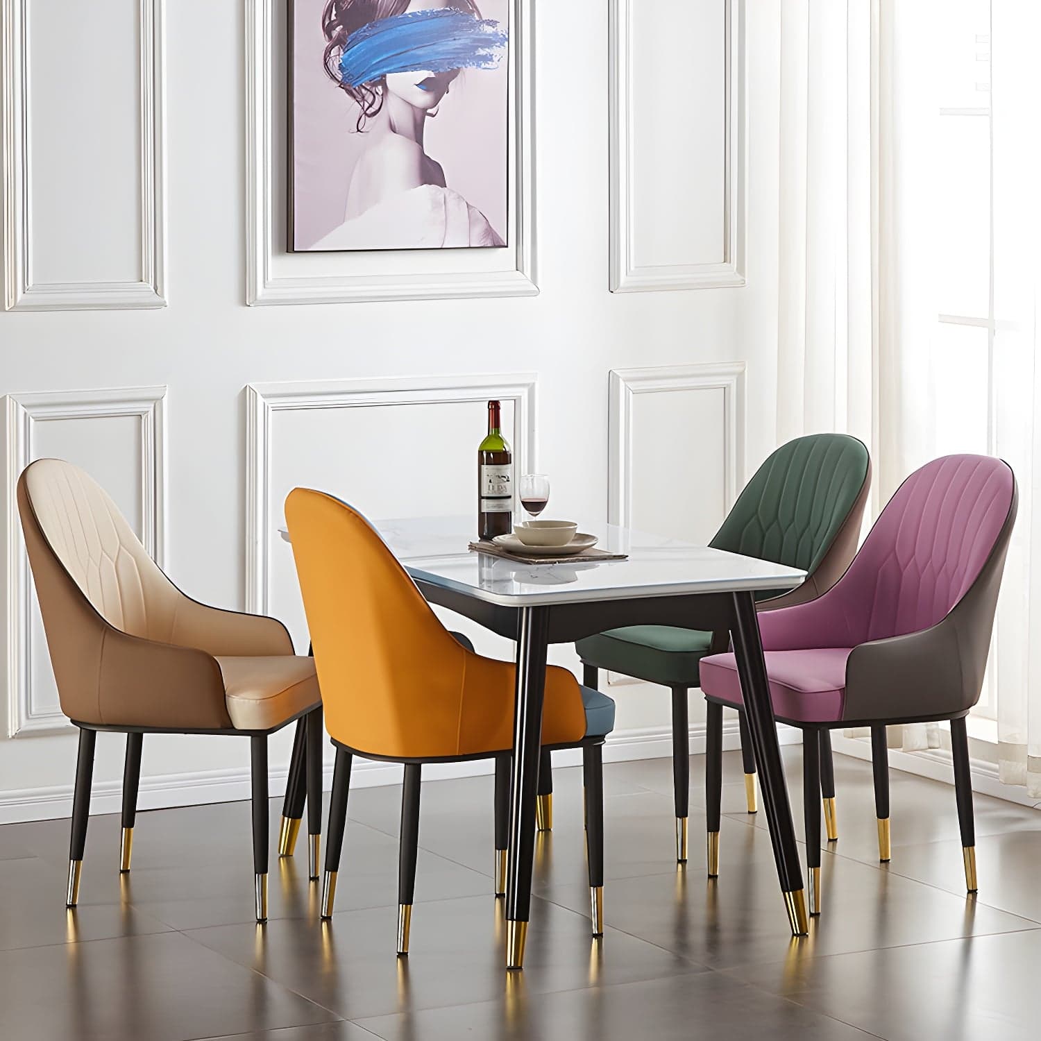 Contemporary Metal Dining Room Chairs Upholstered Dining Armchairs for Home Use thumbnail 13