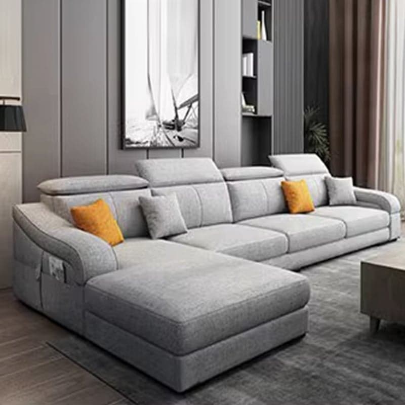 L-Shape Left Sofa Chaise for 5-seater with Sloped Arms in a Trendy Style thumbnail 7
