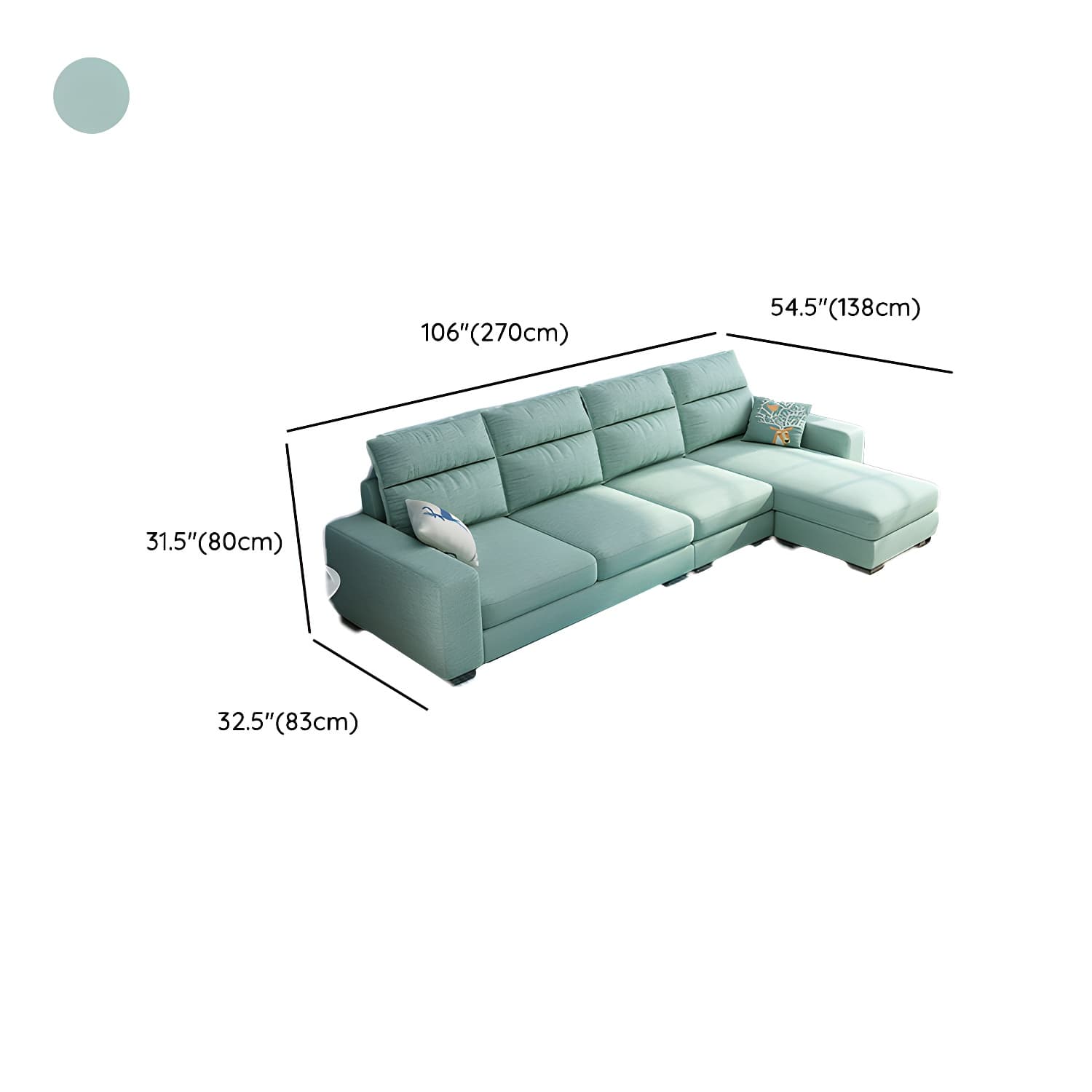 Scandinavian Wood Frame L-Shaped Modular Sofa Chaise in 2 Piece Set with Black Legs thumbnail 17