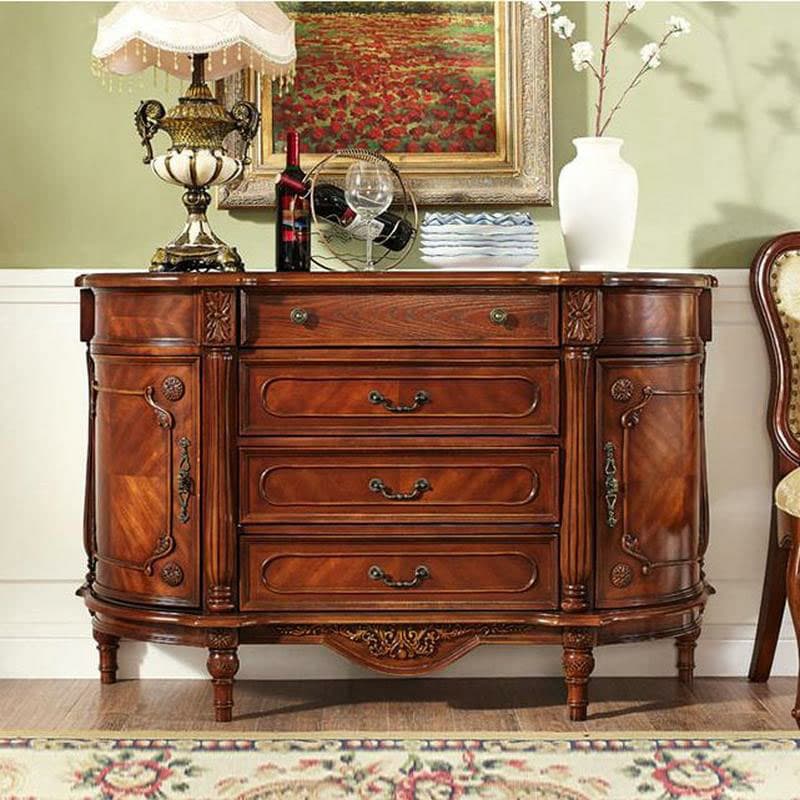 Traditional Wooden Sideboard with Storage Cabinets and Drawers thumbnail 4