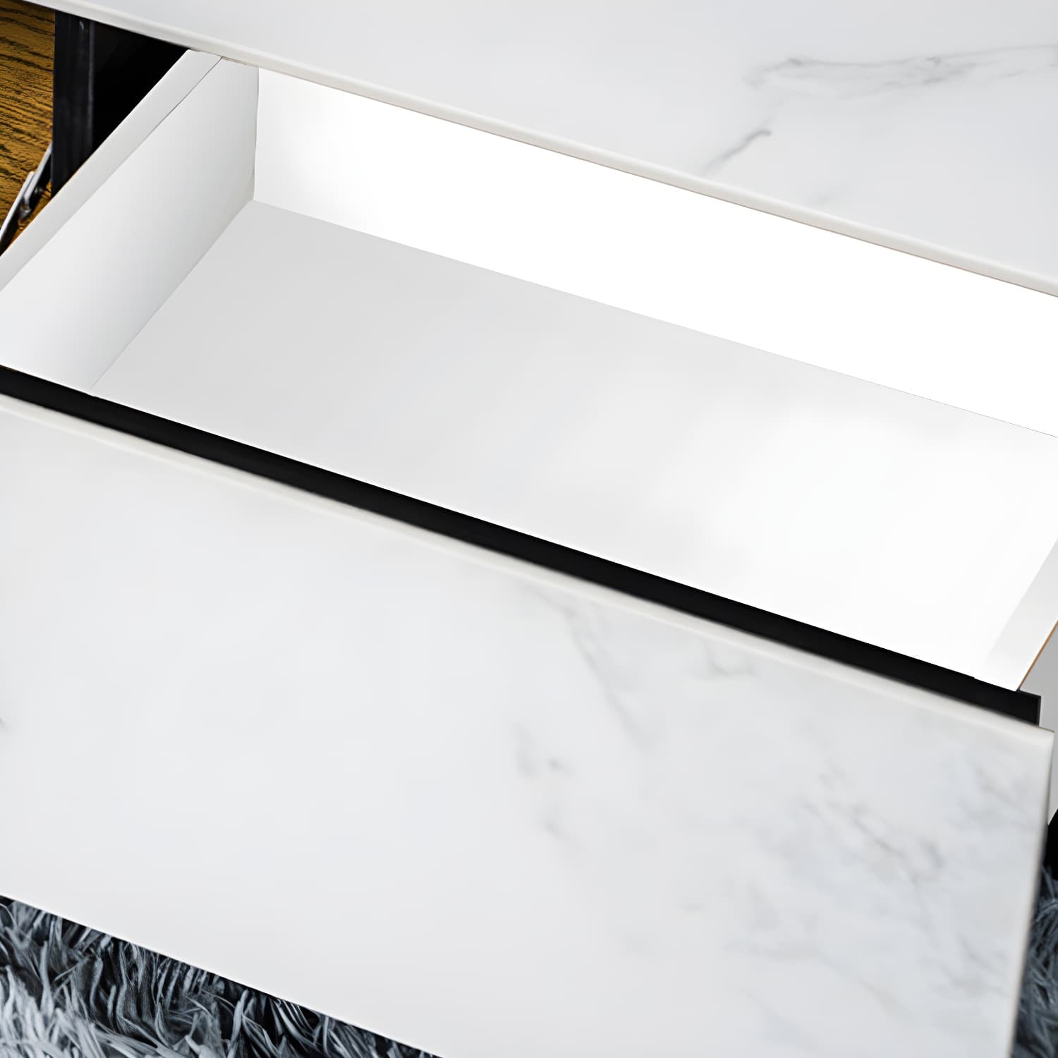 Stone TV Stand Console Contemporary Media Console with Drawers thumbnail 10