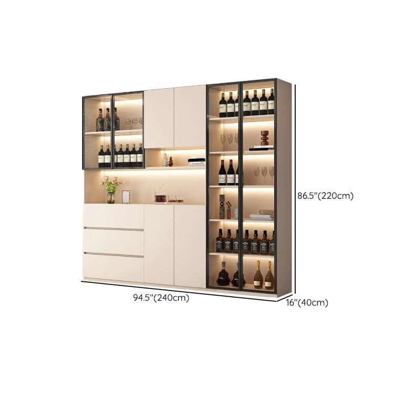 Off-White Contemporary Wood Buffet Sideboard with Cabinets and Shelves thumbnail 17