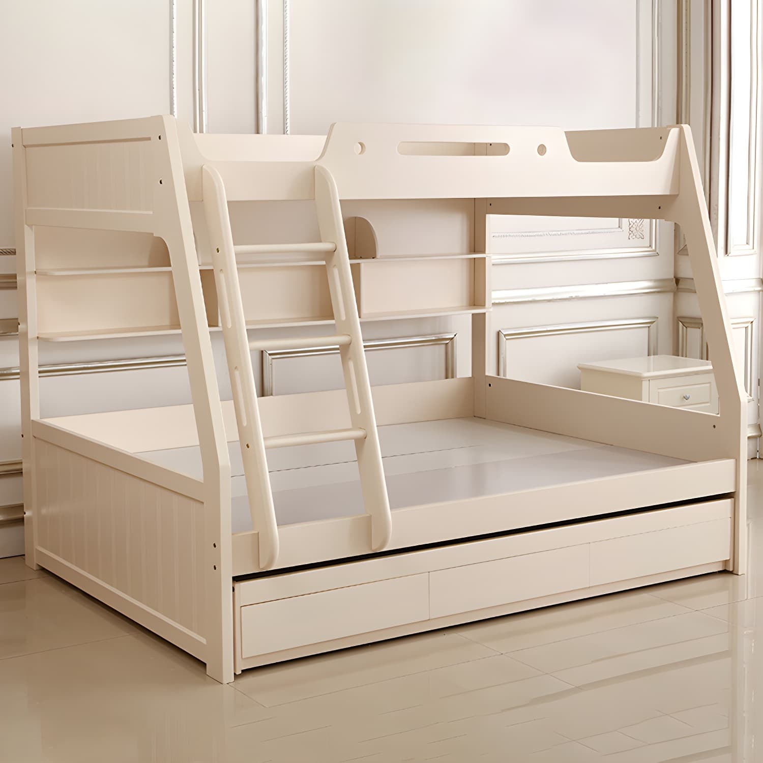 Solid Color Wood Bunk Bed Modern No Distressing Mattress Included Bunk Bed thumbnail 2