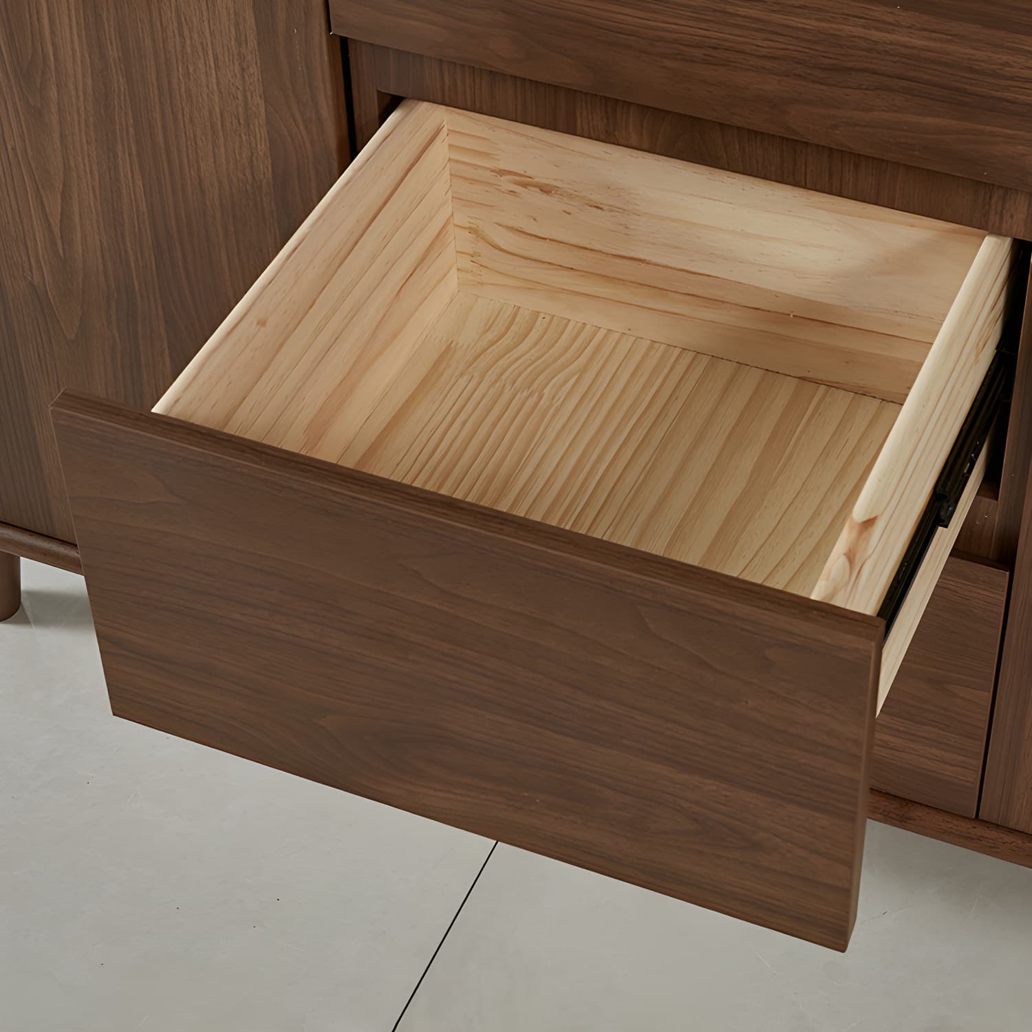 Modern Brown Wood Sideboard with Cabinets and Drawers - Stylish and Functional Buffet for Storage thumbnail 7