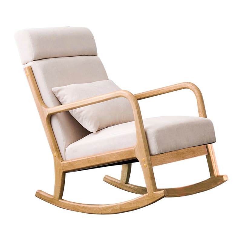 Indoor Use White Cotton Stationary Rocking Chair with Back & Arm thumbnail 5