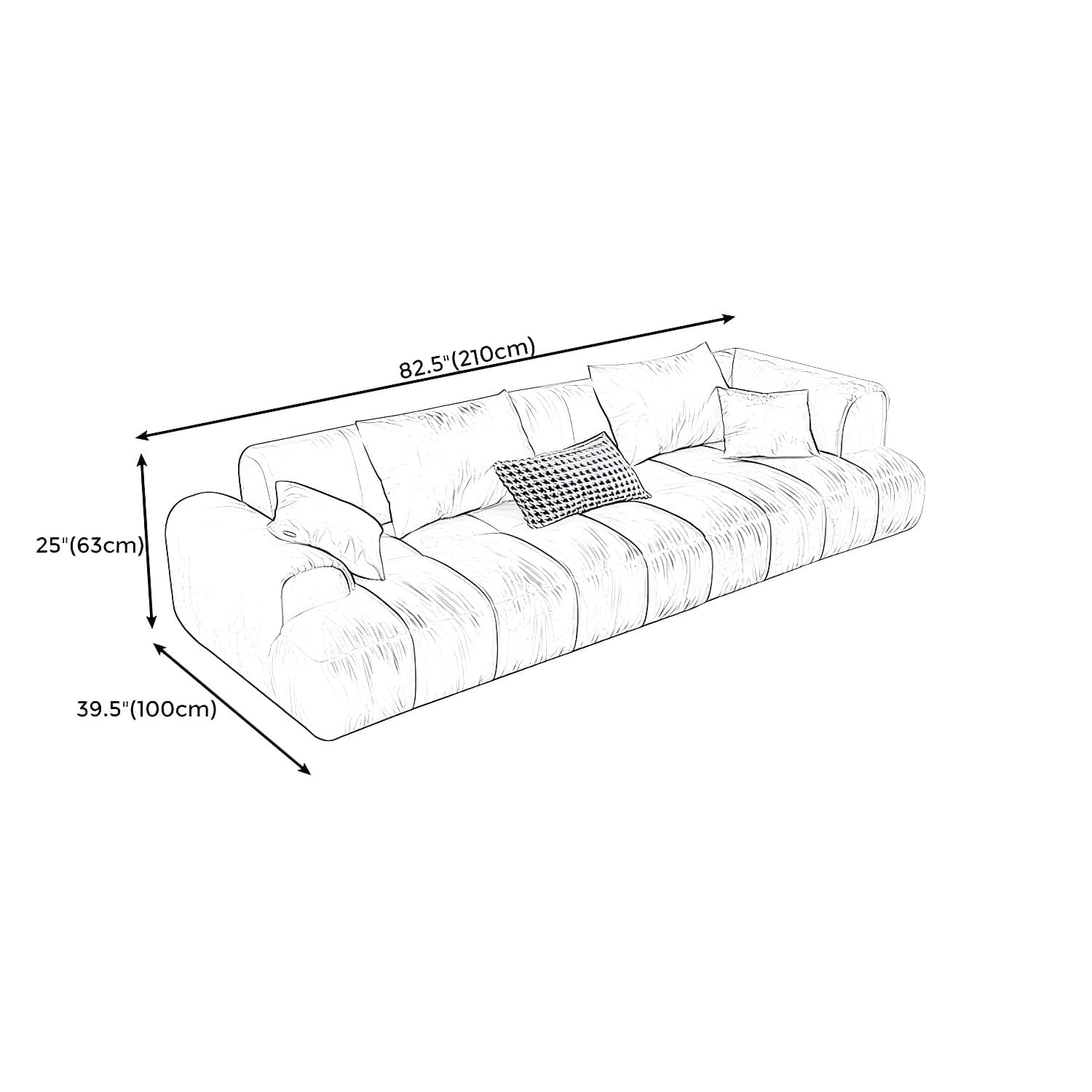 Velvet Round Arm Sectionals 24.8"High Tight Back Sofa with 4 Pillows thumbnail 12
