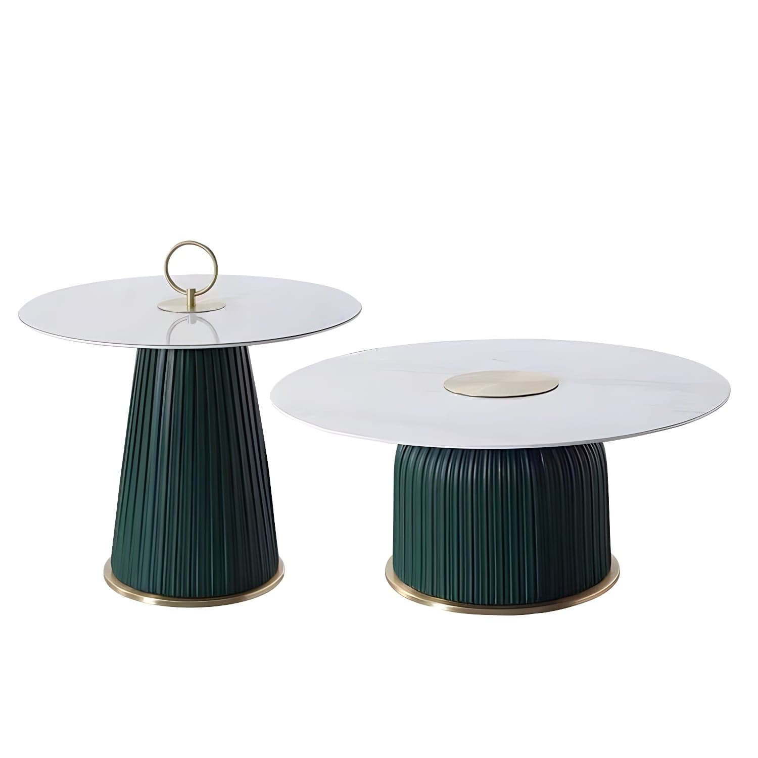Modern Metal Cocktail Table Round Pedestal Coffee Table - White thumbnail 2